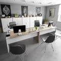 Siena Oak and White Desk: Modern Home Office Corner Workstation with Storage - UK Luxury Furniture